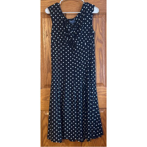 Women's American Living Black White Polka Dot Dress Size 14